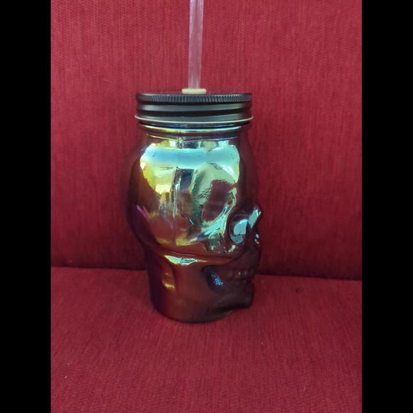 Glass Skull Cup with screw on lid - Picture 3 of 8